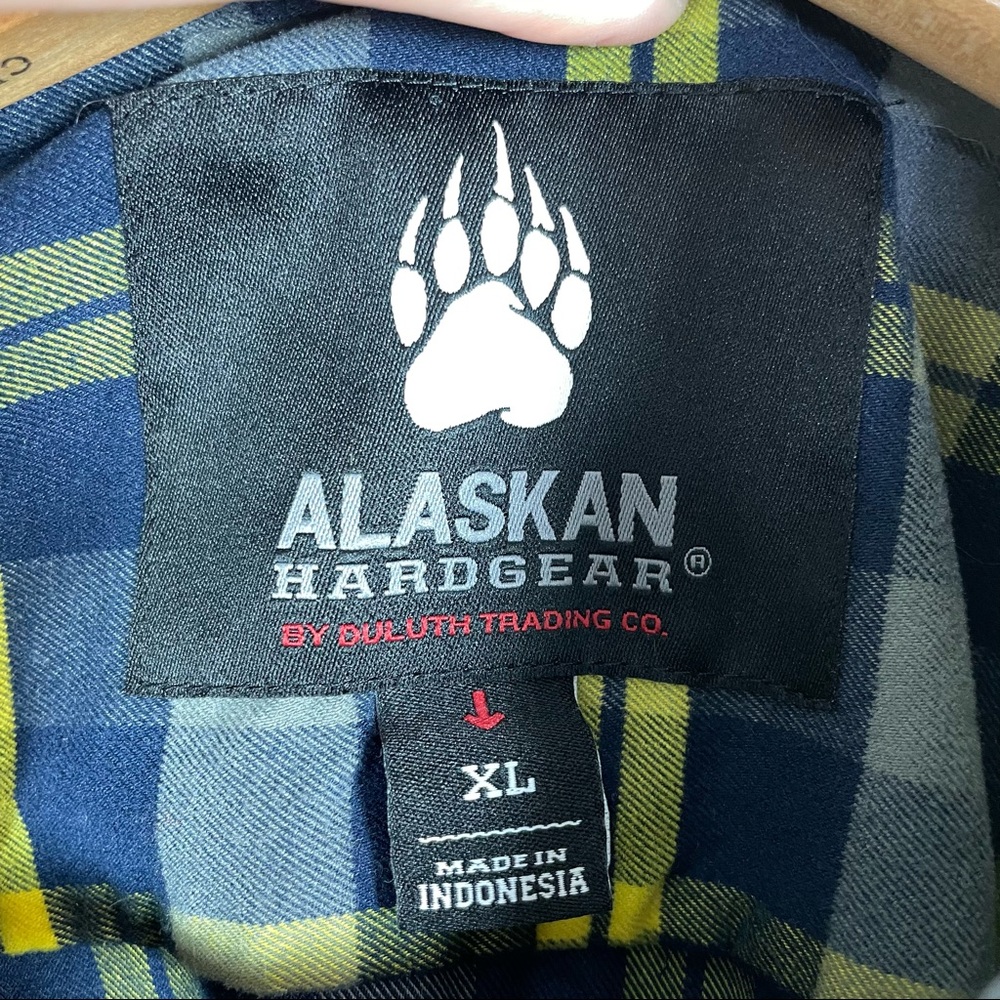 Alaskan Hardgear Duluth Mens Flannel Shirt XL Yellow Blue Plaid Long Sleeve NEW - Picture 5 of 7